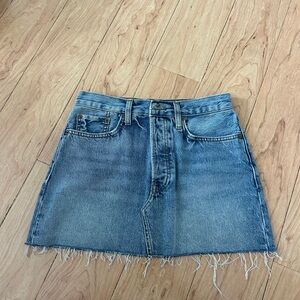 Re/Done Blue A-Line Mini Skirt